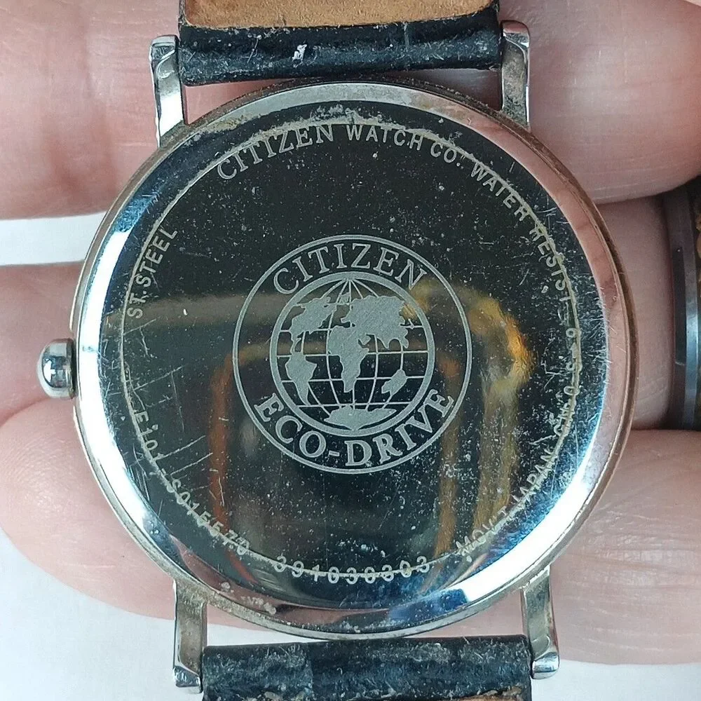 Citizen Eco-Drive Analog E101-S015570 Black Dial Original Leather Strap Watch